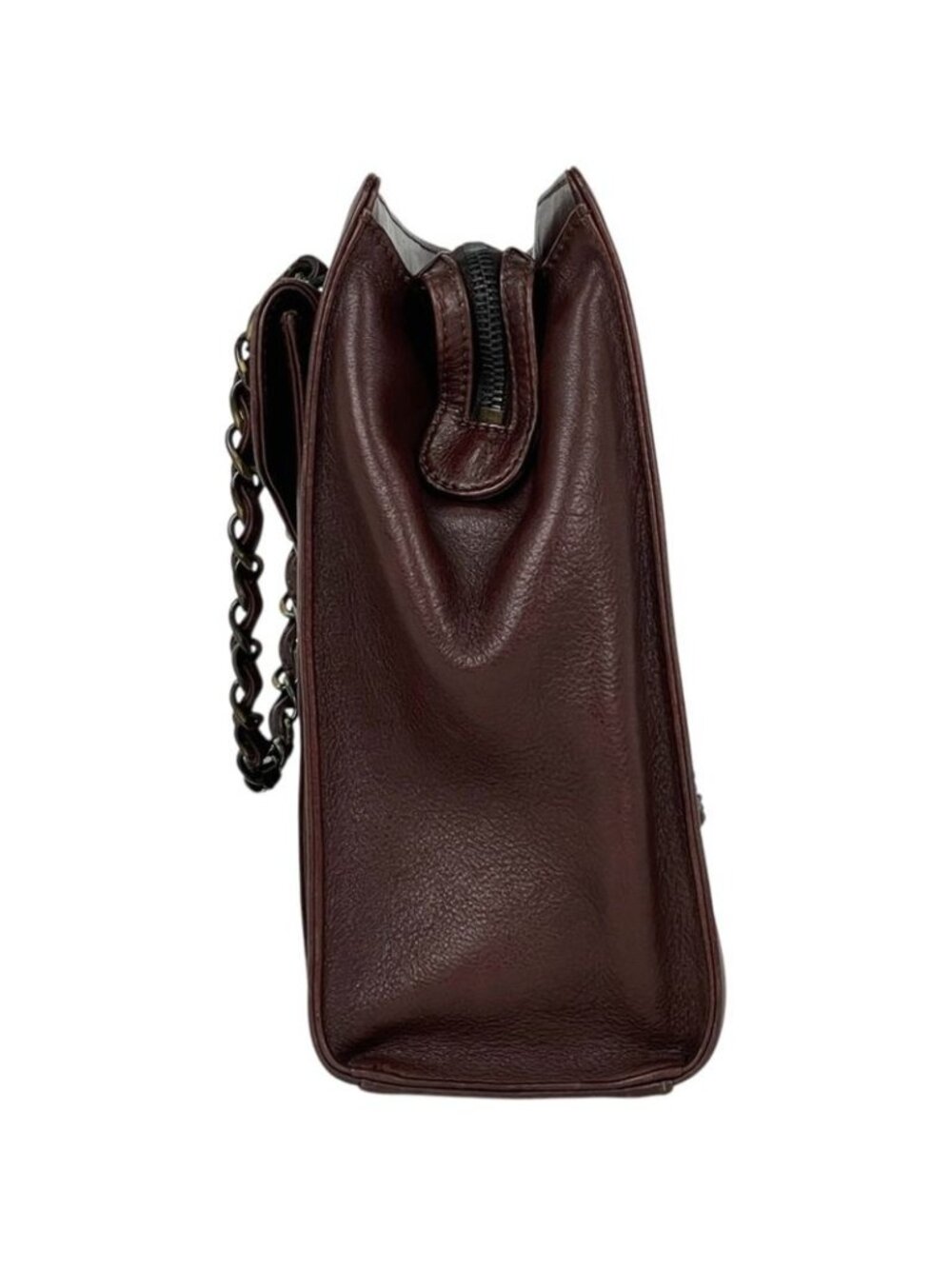 Chanel CC Logo Chain Handbag Tote Leather Brown - Picture 2 of 15